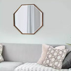 Specchio da parete e d'accento ottagonale Bastian 28"x28" Howard Elliott: Oro antico, cornice in ferro, pronto per essere appeso