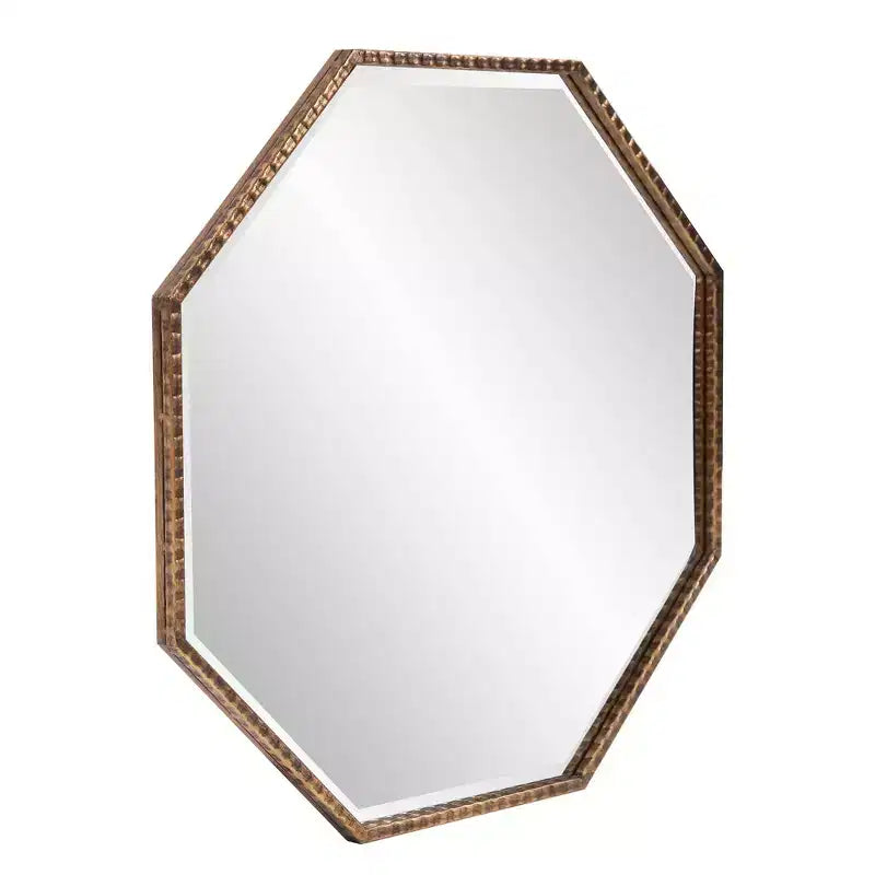 Specchio da parete e d'accento ottagonale Bastian 28"x28" Howard Elliott: Oro antico, cornice in ferro, pronto per essere appeso