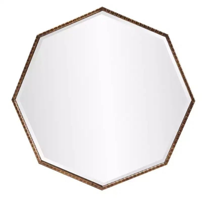 Specchio da parete e d'accento ottagonale Bastian 28"x28" Howard Elliott: Oro antico, cornice in ferro, pronto per essere appeso