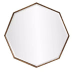 Specchio da parete e d'accento ottagonale Bastian 28"x28" Howard Elliott: Oro antico, cornice in ferro, pronto per essere appeso
