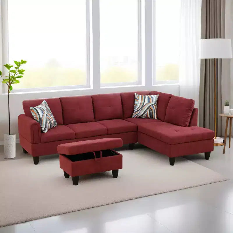 Set divano in ciniglia e velluto, 3 pezzi, marrone/grigio/verde/rosso/bianco, posti fino a 7 persone