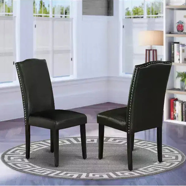 HomeStock Artisanal Attic Parson Leather Chair Set of 2