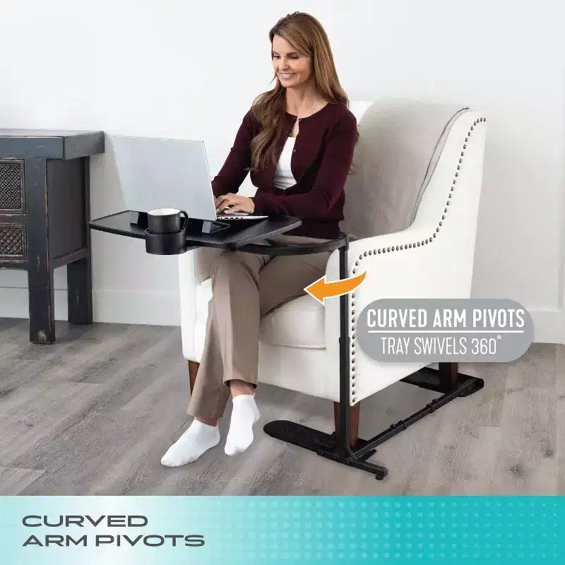 Stander Wonder Tray, Vassoio TV Girevole Regolabile e Scrivania per Laptop con Portabicchieri e Supporti per Laptop, XL, Nero