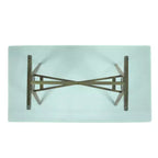 Scrivania in legno di acacia con piano in vetro naturale/verde, 1 persona