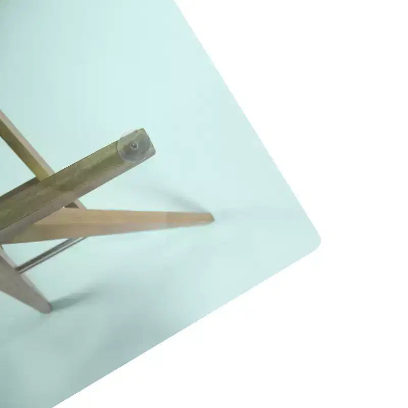Scrivania in legno di acacia con piano in vetro naturale/verde, 1 persona