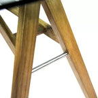 Scrivania in legno di acacia con piano in vetro naturale/verde, 1 persona