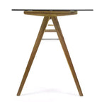 Scrivania in legno di acacia con piano in vetro naturale/verde, 1 persona