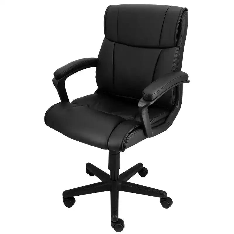 Elama Mid Back Adjustable Faux Leather Office Chair in Black