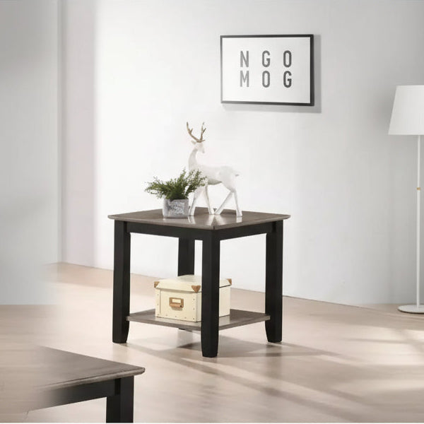 Simple Modern Look Wooden 1pc End Table Living Room Sofa Side Table Solid Rubberwood