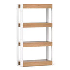Costway 1/2 PEZZI Libreria a 4 Ripiani in Legno con Doppio Kit Antiribaltamento, Scaffale Aperto Naturale/Marrone