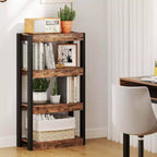 Costway 1/2 PEZZI Libreria a 4 Ripiani in Legno con Doppio Kit Antiribaltamento, Scaffale Aperto Naturale/Marrone