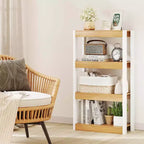 Costway 1/2 PEZZI Libreria a 4 Ripiani in Legno con Doppio Kit Antiribaltamento, Scaffale Aperto Naturale/Marrone