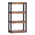 Costway 1/2 PEZZI Libreria a 4 Ripiani in Legno con Doppio Kit Antiribaltamento, Scaffale Aperto Naturale/Marrone