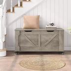 Panca Contenitore in Legno Grigio con Ruote – 2 Posti
