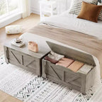 Panca Contenitore in Legno Grigio con Ruote – 2 Posti