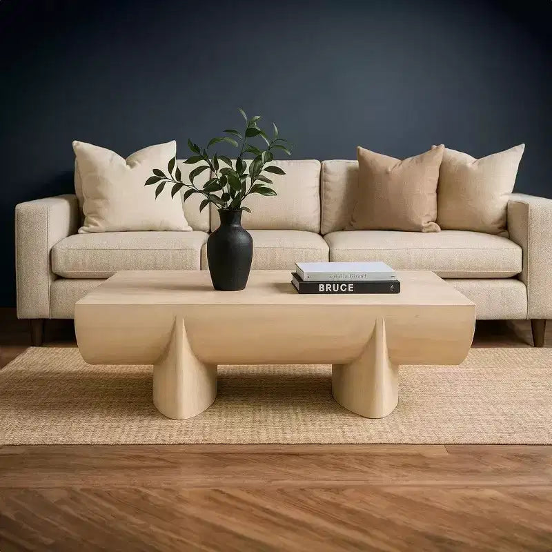 Tavolino da Caffè in Legno di Mango Marrone, Doppia Base, 122 cm
