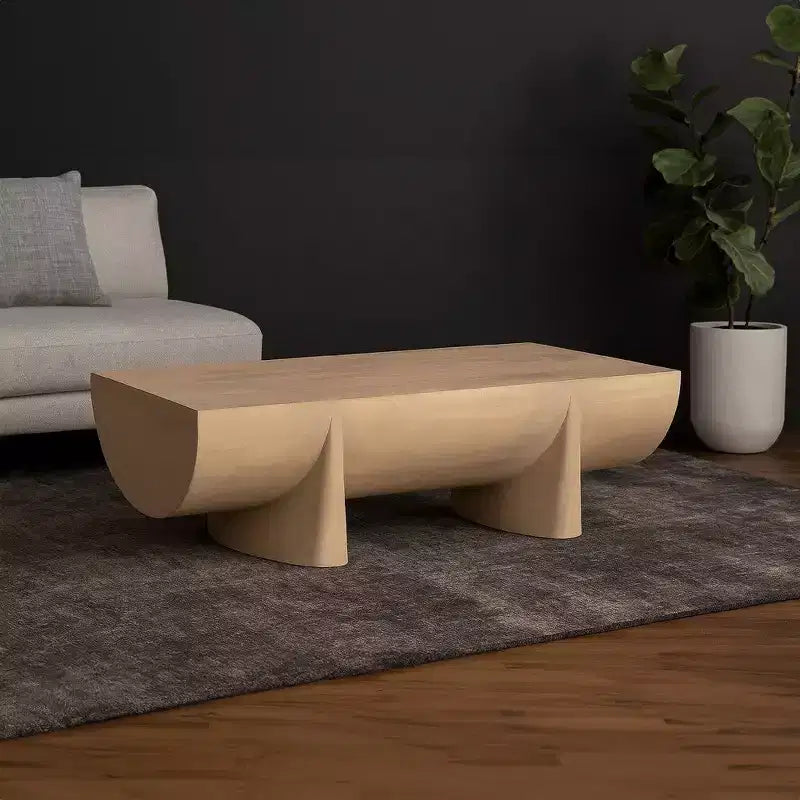 Tavolino da Caffè in Legno di Mango Marrone, Doppia Base, 122 cm