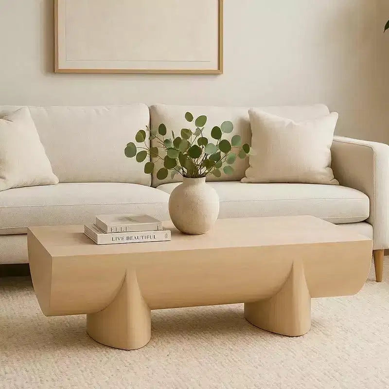 Tavolino da Caffè in Legno di Mango Marrone, Doppia Base, 122 cm