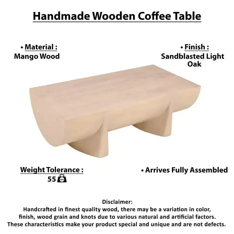 Tavolino da Caffè in Legno di Mango Marrone, Doppia Base, 122 cm