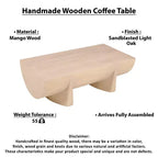 Tavolino da Caffè in Legno di Mango Marrone, Doppia Base, 122 cm