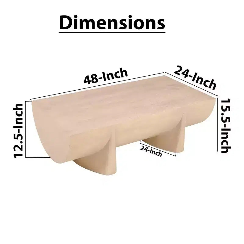 Tavolino da Caffè in Legno di Mango Marrone, Doppia Base, 122 cm