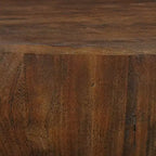Tavolino rotondo marrone, legno di mango, 1 posto, base contenitore