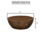 Tavolino rotondo marrone, legno di mango, 1 posto, base contenitore