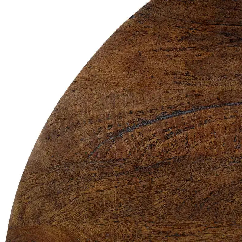 Tavolino rotondo marrone, legno di mango, 1 posto, base contenitore