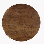 Tavolino rotondo marrone, legno di mango, 1 posto, base contenitore