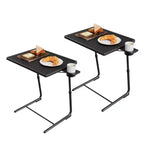 2 Pack Adjustable TV Tray Set of 2 - TV Dinner Tray on Bed & Sofa, Comfortable TV Tray Table with 6 Height & 3 Tilt Angle Adjustments