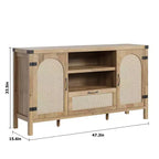 47.2 Credenza da Buffet Rustica - Madia da Cucina in Rattan con Contenitore per Soggiorno e Ingresso, Naturale