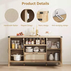 47.2 Credenza da Buffet Rustica - Madia da Cucina in Rattan con Contenitore per Soggiorno e Ingresso, Naturale