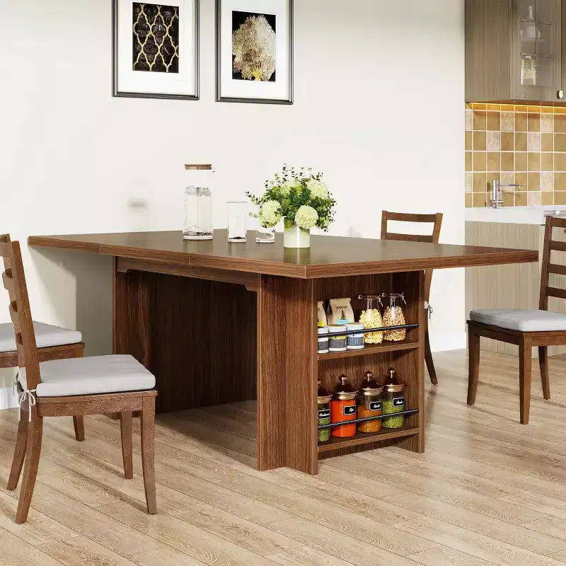 Lantine Farmhouse, tavolo da pranzo per 4-6 persone, 160 cm, tavolo da pranzo rettangolare con contenitore per cucina, soggiorno