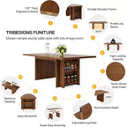 Lantine Farmhouse, tavolo da pranzo per 4-6 persone, 160 cm, tavolo da pranzo rettangolare con contenitore per cucina, soggiorno