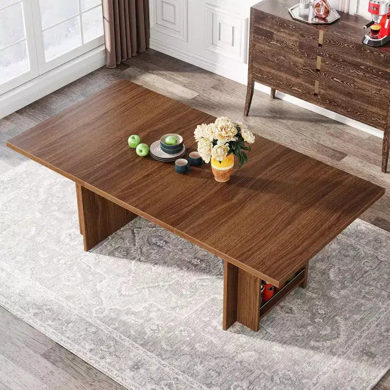 Lantine Farmhouse, tavolo da pranzo per 4-6 persone, 160 cm, tavolo da pranzo rettangolare con contenitore per cucina, soggiorno