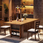 Lantine Farmhouse, tavolo da pranzo per 4-6 persone, 160 cm, tavolo da pranzo rettangolare con contenitore per cucina, soggiorno