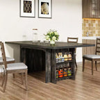Lantine Farmhouse, tavolo da pranzo per 4-6 persone, 160 cm, tavolo da pranzo rettangolare con contenitore per cucina, soggiorno