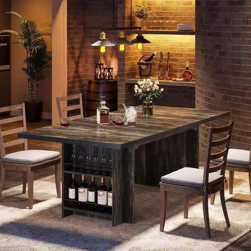 Lantine Farmhouse, tavolo da pranzo per 4-6 persone, 160 cm, tavolo da pranzo rettangolare con contenitore per cucina, soggiorno