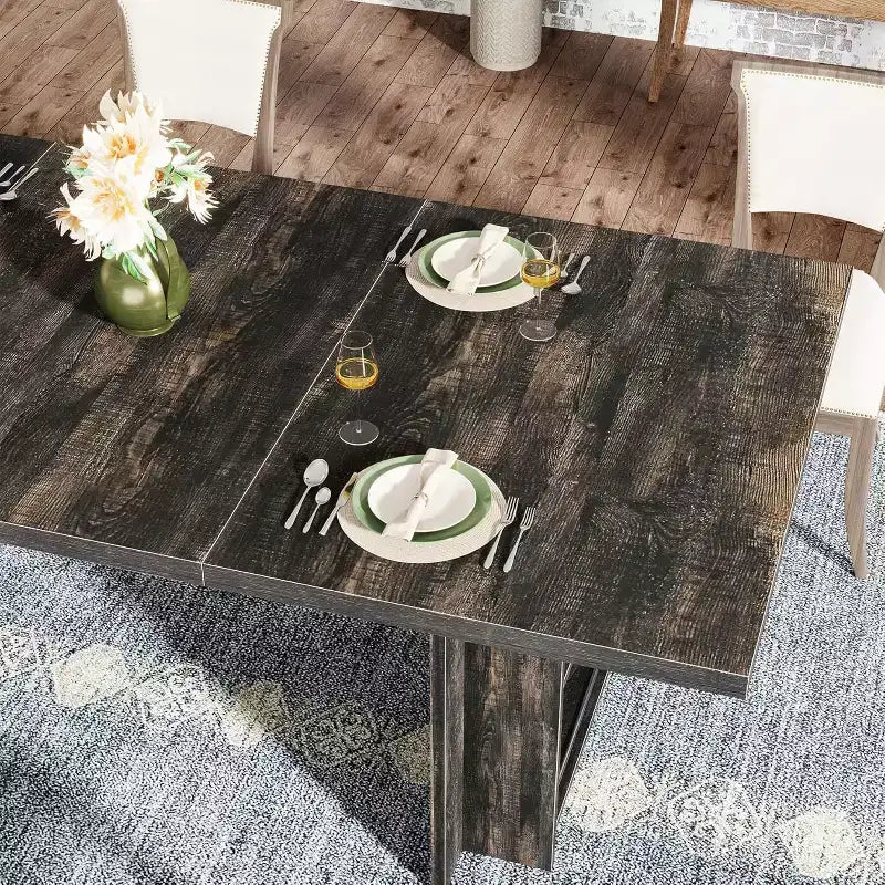 Lantine Farmhouse, tavolo da pranzo per 4-6 persone, 160 cm, tavolo da pranzo rettangolare con contenitore per cucina, soggiorno