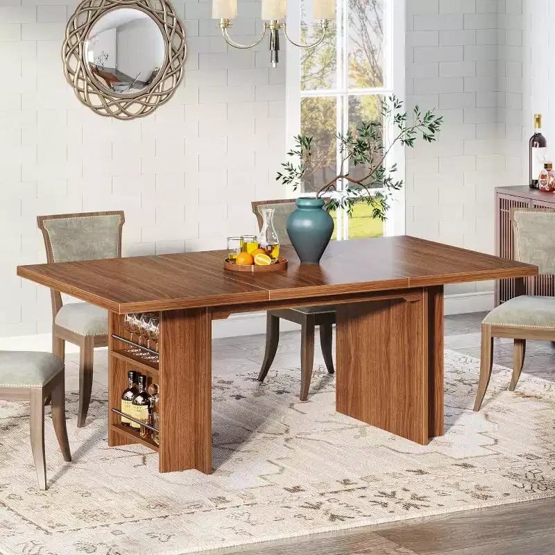 Lantine Farmhouse, tavolo da pranzo per 4-6 persone, 160 cm, tavolo da pranzo rettangolare con contenitore per cucina, soggiorno