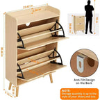 Scarpiera/Armadio - Porta Scarpe Nascosto con 2 Cassetti a Ribalta in Rattan e Design Anti-Ribaltamento, Organizer per 12-15 Paia di Scarpe