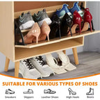 Scarpiera/Armadio - Porta Scarpe Nascosto con 2 Cassetti a Ribalta in Rattan e Design Anti-Ribaltamento, Organizer per 12-15 Paia di Scarpe