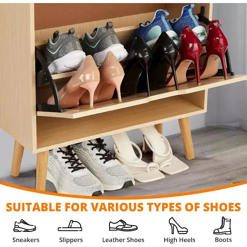 Scarpiera/Armadio - Porta Scarpe Nascosto con 2 Cassetti a Ribalta in Rattan e Design Anti-Ribaltamento, Organizer per 12-15 Paia di Scarpe