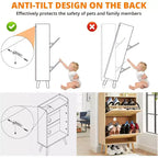 Scarpiera/Armadio - Porta Scarpe Nascosto con 2 Cassetti a Ribalta in Rattan e Design Anti-Ribaltamento, Organizer per 12-15 Paia di Scarpe