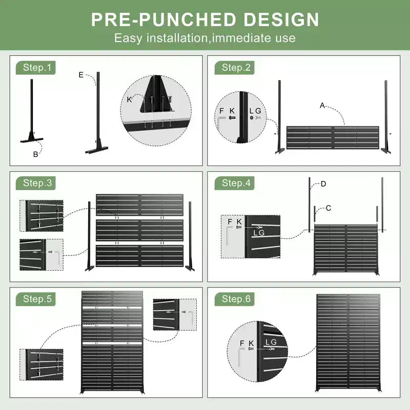 Schermo per la privacy da esterno Dovelina da 72 H, recinzione decorativa da giardino (set da 2)
