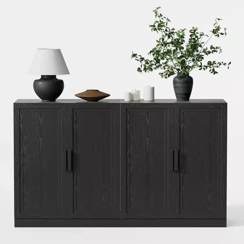 Credenza/Buffet nera a 4 ante con ripiani regolabili