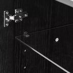 Credenza buffet in legno nero con 4 ante in vetro, 2 ripiani regolabili