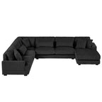 Divano Sezionale a U in Velluto a Coste con Chaise Longue, 5+ Posti a Sedere