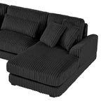 Divano Sezionale a U in Velluto a Coste con Chaise Longue, 5+ Posti a Sedere