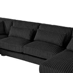 Divano Sezionale a U in Velluto a Coste con Chaise Longue, 5+ Posti a Sedere